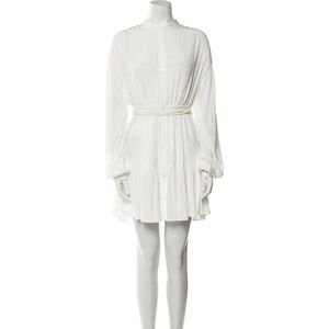 A.L.C. Mock Neck Mini Dress White Silk Size 2